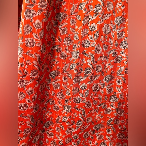Red Orange Floral Halter Top With Gold Detail - Picture 7 of 7